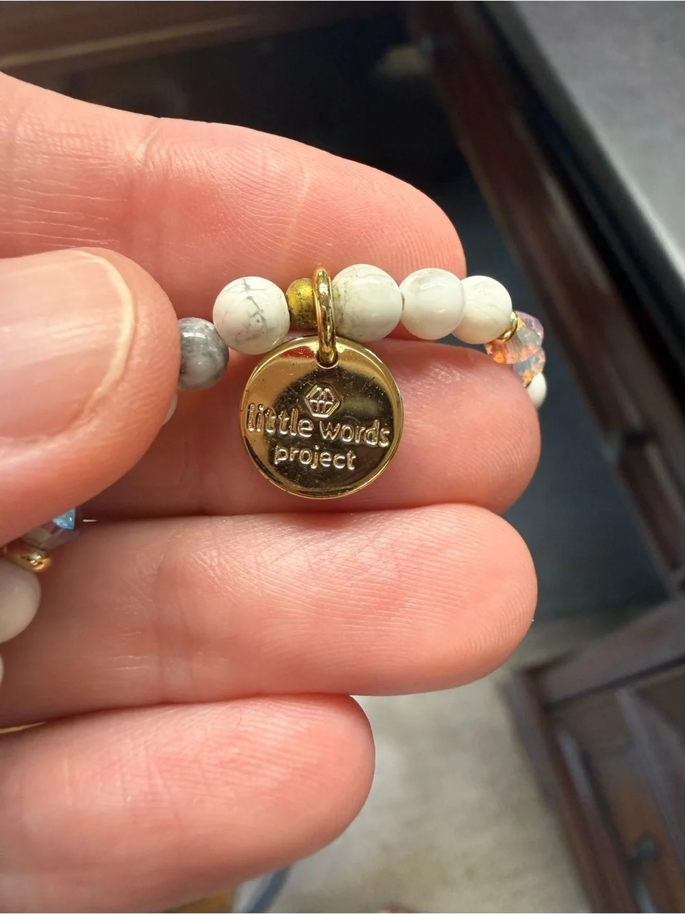 Little Words Project Gold 'Fearless' Beaded Bracelet size S/M